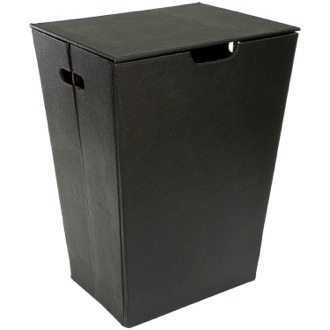 Laundry Basket Rectangular Laundry Basket Made From Faux Leather in Wenge Finish Gedy AC38-19